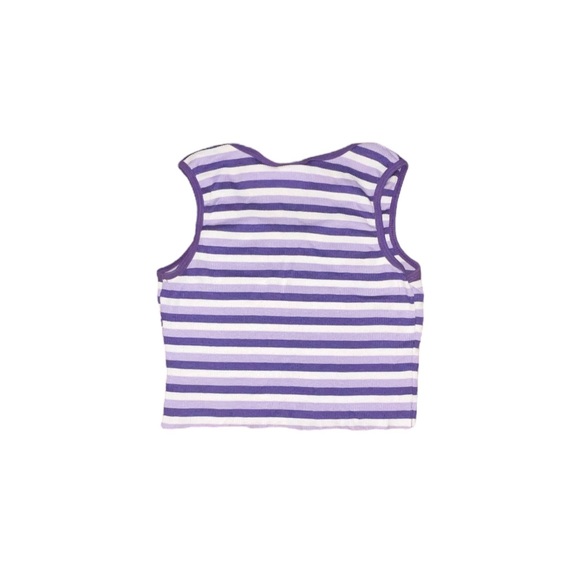 Purple and white stripped top mid length size large but fits small to medium - Picture 2 of 2